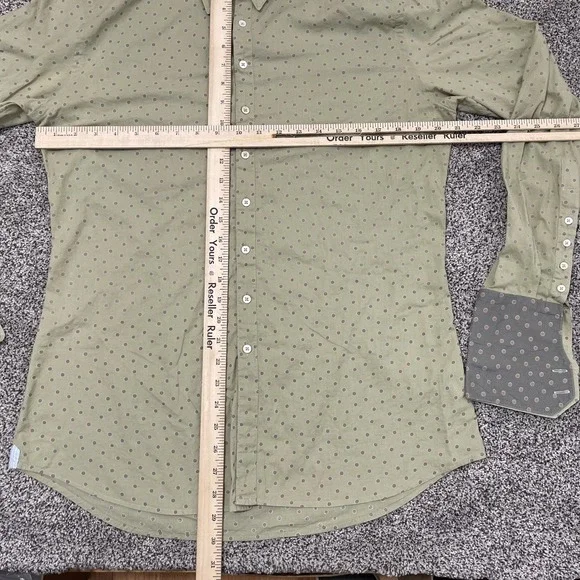 Paul Smith London Dress Shirt Men XL Green Long Sleeve Polka Dot Fitted - Picture 4 of 9